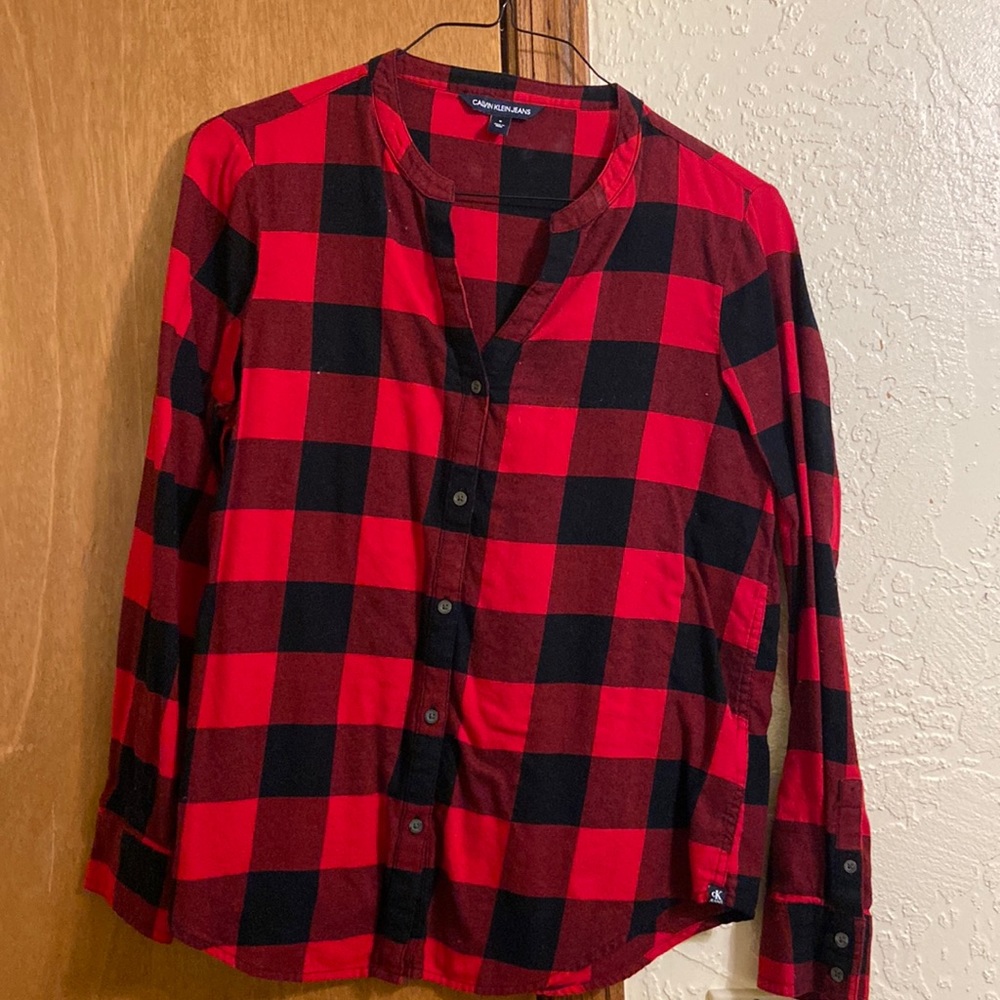 Black and red plaid button down shirt